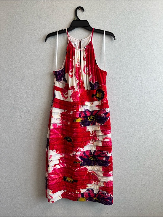 London Times Dresses & Skirts - London Times Red and White Floral Midi Halter Dress